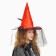 Carnival hat "Witcher", with a veil, red color