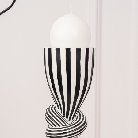 Click for one candle "Knot", white-black color 39 x 10.5 x 10.5 cm-12