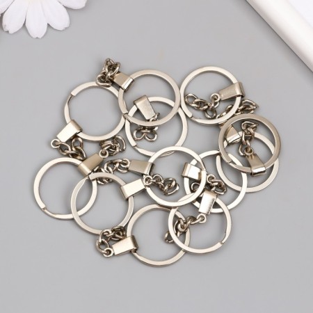 The base for the key fob Ring metal with flat mounting silver 3x6 cm-1