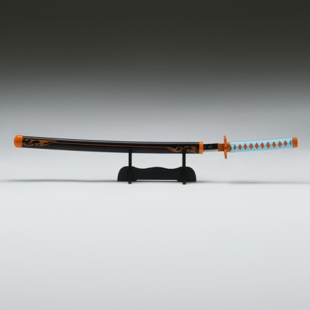 Souvenir weapon "Katana Nobu" 77cm, blue hilt, on a stand-2