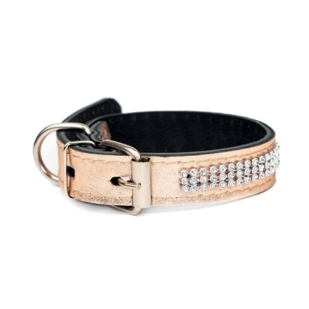 Belly leather two-layer leather with rhinestones, width 2 cm, Osh 23-33 cm, pink