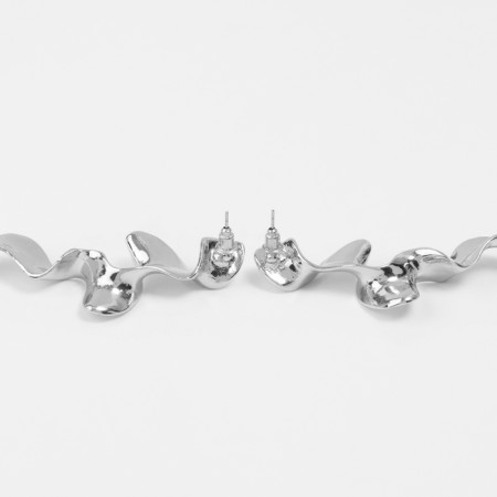 Earrings Metal "Shine" wave, color silver-2