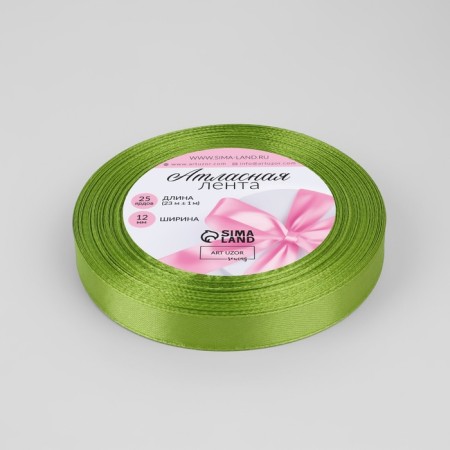 Satin tape, 12 mm × 23 ± 1 m, color light olive No. 184-1