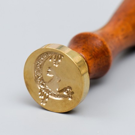 Printing for wax with a wooden handle "Bunny for a month" 9x2.5x2.5 cm-3