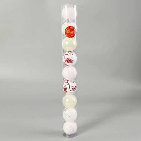 Set of balls plastic D-6 cm, 9 pcs "Melody" cones, red-white-1