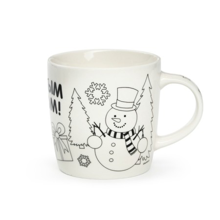 Mug for coloring with a Christmas tree for the New Year "Blue Tractor", 300 ml, a set for creativity-6