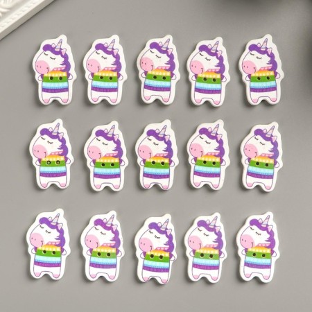 A set of buttons for creativity Tree "Unicorood in a sweater" set of 15 pcs 3.4x2.1 cm-4