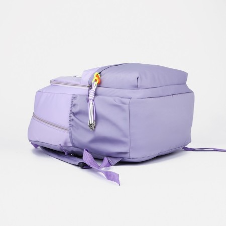 A backpack with a zipper, 4 outer pockets, lilac color-2