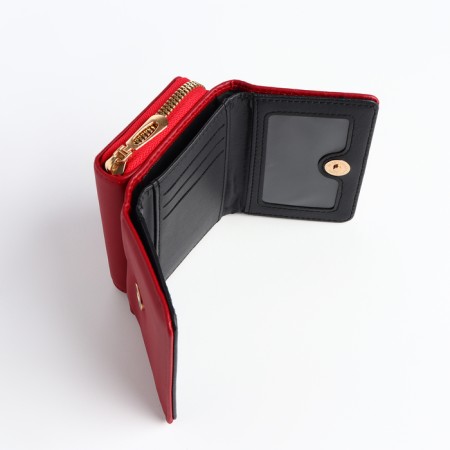 Women's wallet on the button, red color-4