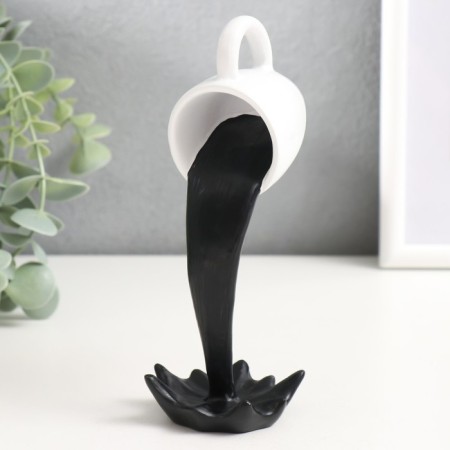 Polystone souvenir "White cup black coffee - spray" 15x5x8 cm