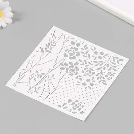Plastic stencil "Flowers" 15x15 cm-1