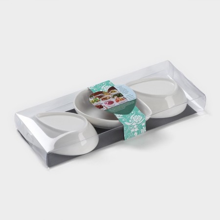A set of ceramic salads "drop", 3 items, 13 × 8.5 cm, white color-5