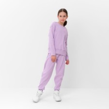 Suit for a girl (sweatshirt, trousers) minku lilac color, height 140 cm
