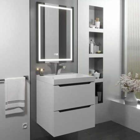 Tumbling under the Uperwood Tanos sink, suspended, 50 cm, white, graphite