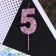 Candle for the cake, number "5", pink, 4 x 10 cm.
