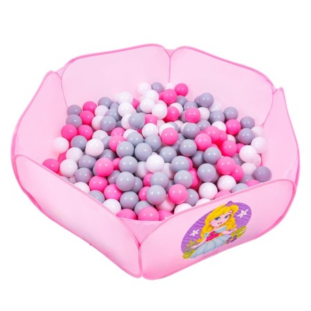 Balls for dry pool with a pattern, ball diameter 7.5 cm, set 30 pieces, pink, white, gray color-6
