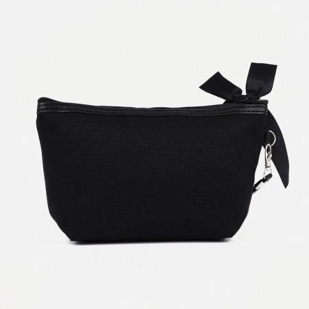 Cosmetic bag with a zipper, with a lining, black color-1