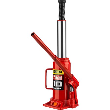 Stayer jack "Red Force" 43160-10, hydraulic, bottle, 10t, 230-460 mm-1