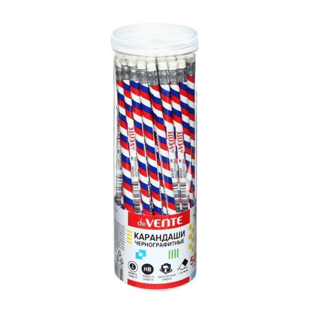 Pencil black -granographic Devente Tricolor, HB, D = 2 mm, round, sharpened, with an eraser, in a plastic tube-4