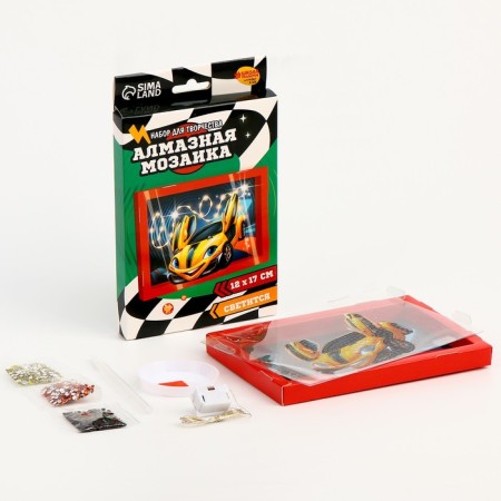 Diamond mosaic in the frame for children "Racing Machine"-1