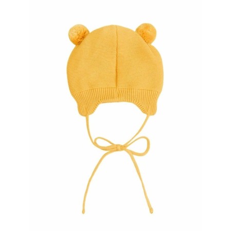 A cap on ties with pompons Children's Amarobaby Pure Love Pompony, with a lining, size 42-44 cm, yellow color-7