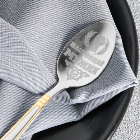 A teaspoon spoon with an engraving “real man”, in a gift box, 3 x 14 cm.-5