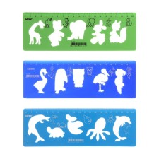 Set of stencils 3 pcs. Calligrata, 5 birds of bird/sea/animals +ruler 20cm