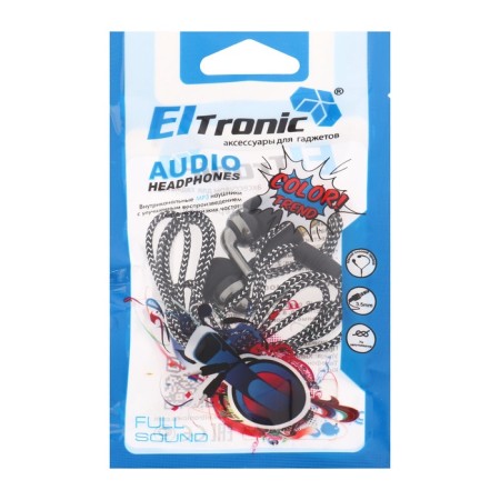Eltronic headphones (4432), vacuum, microphone, 102 dB, 32 Ohm, 3.5 mm, 2.1 m, black