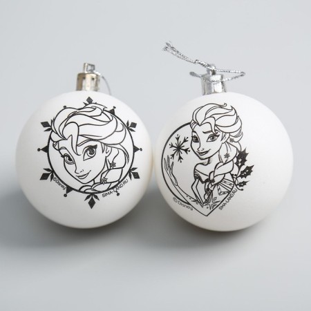 New Year's Christmas tree decoration for coloring, set 2 pcs, ball size 5.5 cm cold heart-1