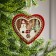 Christmas tree toy "Red Heart with a snowman", from batteries, a glow of warm white