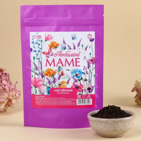 Black tea "Beloved Mom" ​​Taste: Strawberries, 50 g.-1