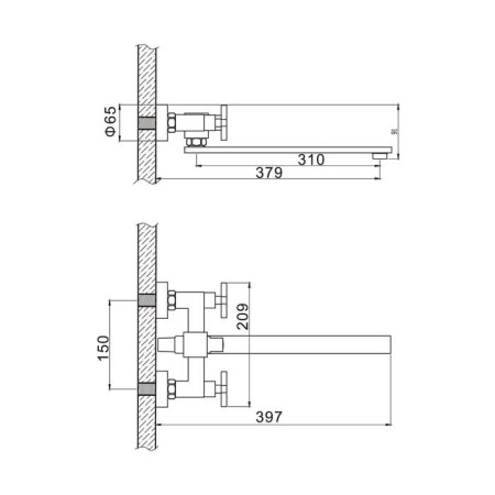 ACCOONA A7175 bath mixer, double -leaf, divertor in the case, with a shower set-6