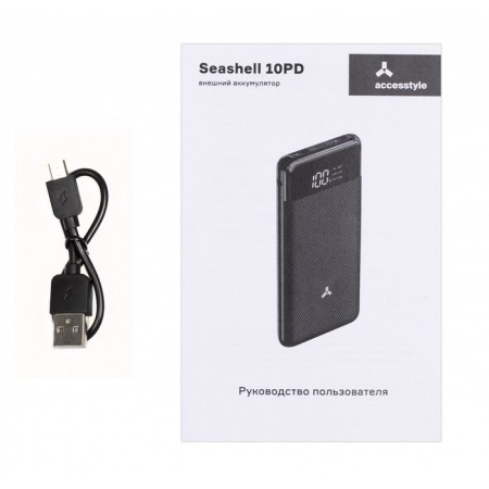 External Accesstyle Seashell 10pd, 10,000 mAh, 2 USB, 2.1 a, display, black-3