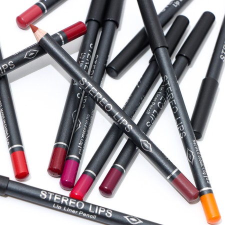A set of cosmetic, waterproof pencils for lips of 12 shades