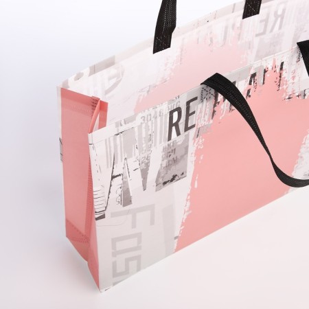 Bag without fastening, gray/pink color-2