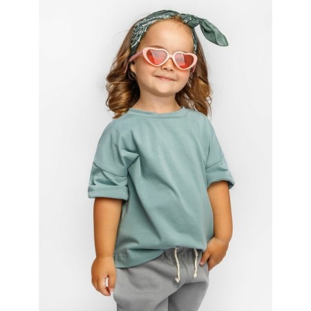 Children's jump (T-shirt, trousers), height 86-92 cm, mint color, gray color-6