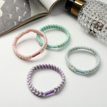 Hair elastic band "Mahrushka Sport" wide weaving pastel, 5 cm, mix-1