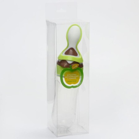 A bottle for feeding, silicone, with a spoon, from 5 months, 90 ml, green color-7