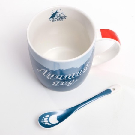 Ceramic “Best Grandfather” set, 350 ml mug, spoon, white color-4