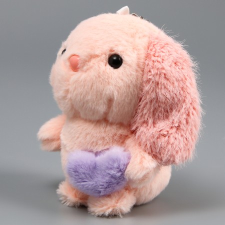 Soft toy "Bunny" on a key fob, 11 cm, light pink color