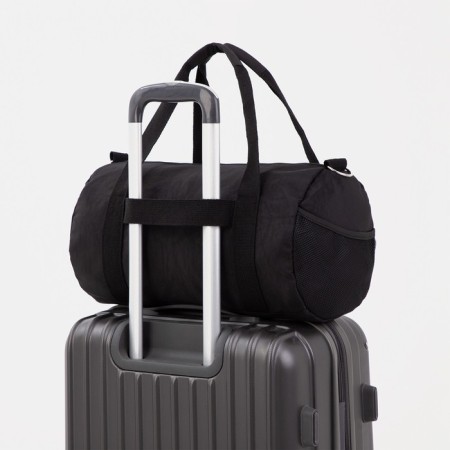 Sports bag with lightning, external pocket, suitcase holder, black color-3
