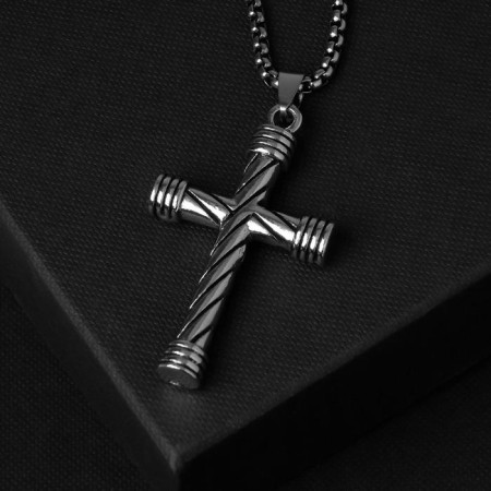 Unisex "Cross" Weaving, Color Black Silver, 60 cm