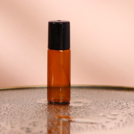 Vlack bottle for perfume, with a metal roller, 5 ml, brown color/black-3