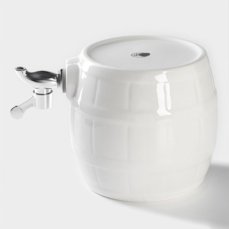 Porcelain barrel with a leaf on a wooden stand Bellatenero, 2.5 l, white color-6