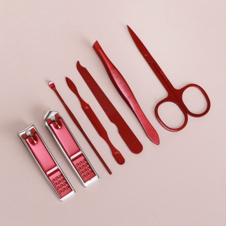 Manicure set, 7 items, in case, beige color-5