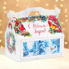 New Year. Gift box New Year's feeder 