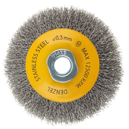 Denzel 746043, 75 mm Ushm brush, “cup”, twisted stainless wire 0.3 mm, M14-1