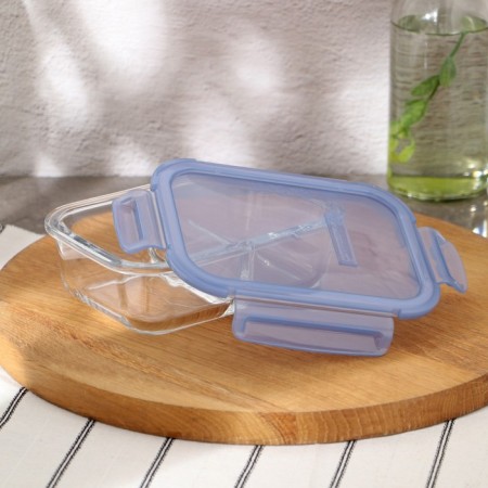 Glass Lockie & Lock Food, with a lid, 600 ml, blue color-2