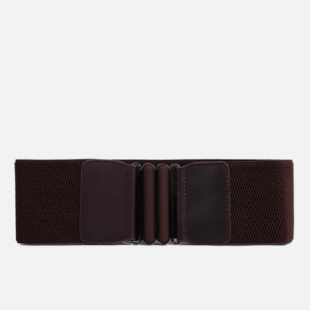Women's belt, width 7.5 cm, elastic band, buckle metal, brown color