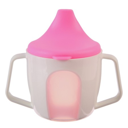 Drunker - a cup 2 in 1 children's training, solid nose, 150 ml., With handles, pink color-1